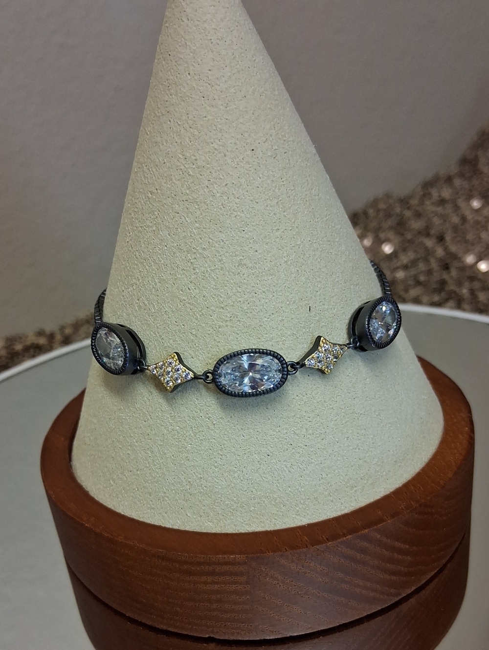 Freida Rothman Sterling Silver, Black Rhodium And 14kt Gold Adjustable Bracelet